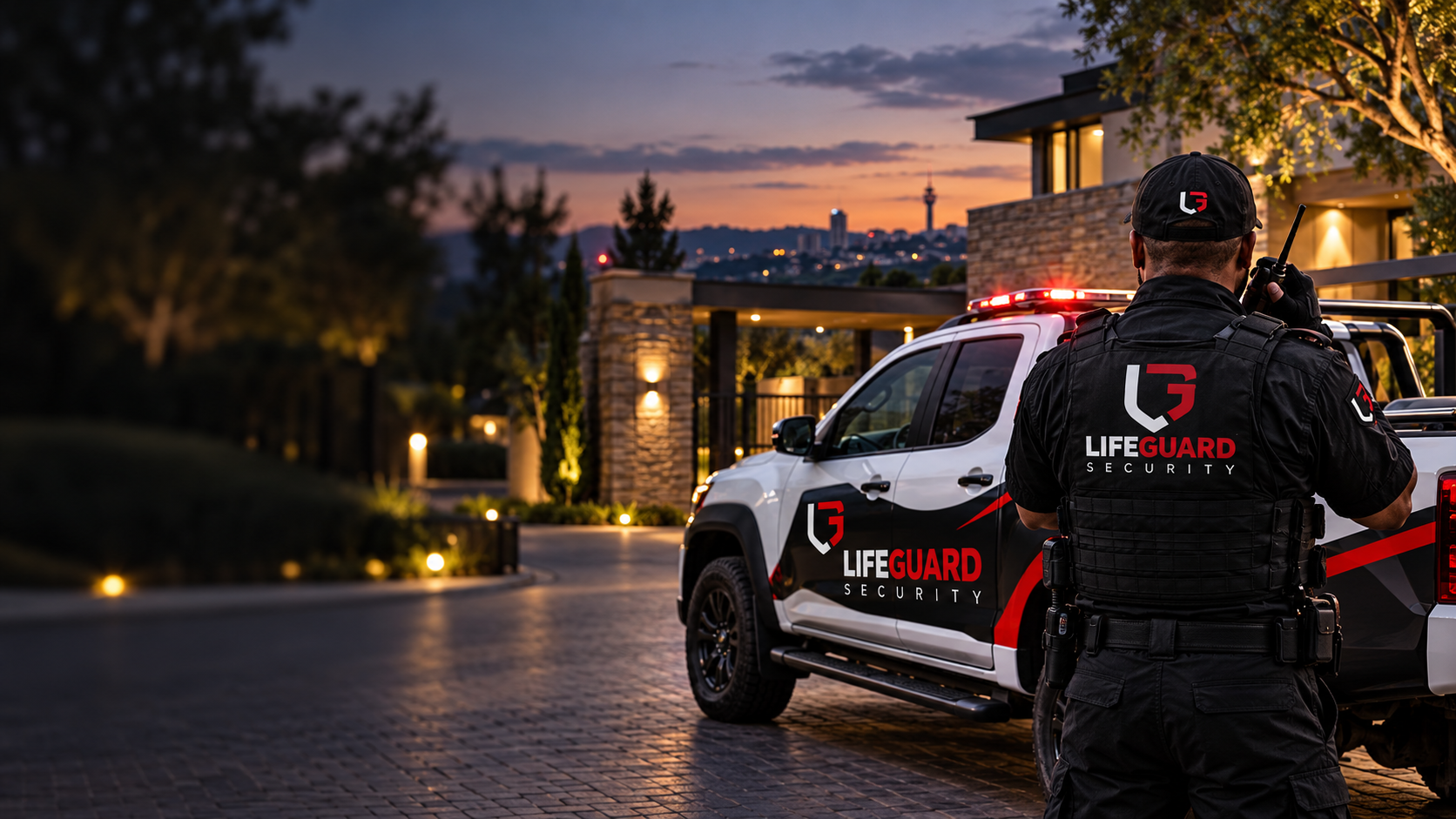 Security response vehicle and officer — illustrative image